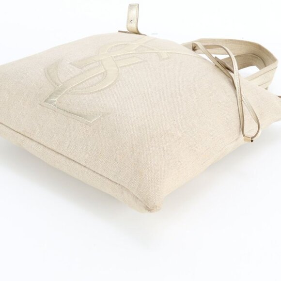Saint Laurent Yves Kahala Leather Canvas Tote Shoulder - Picture 6 of 9